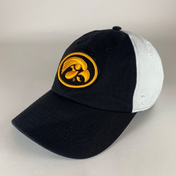 Iowa Hawkeyes NCAA Black White Authentic Brand Strapback Adjustable Hat - Picture 1 of 5